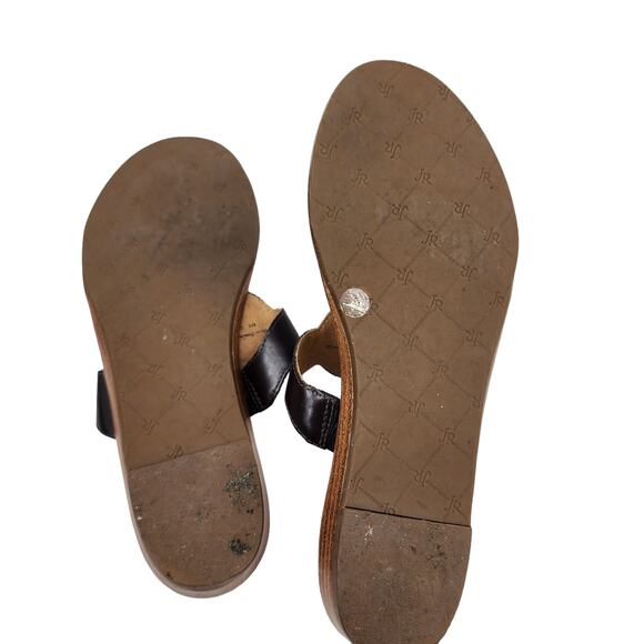 Jack Rogers Larissa Black Croc Embossed Leather Turnlock Sandals Size 9 - Picture 2 of 6